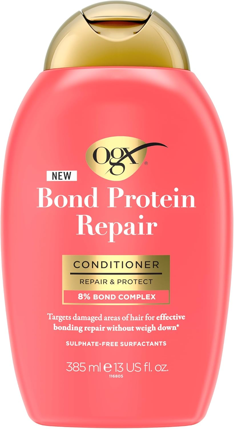 OGX Bond Protein Repair Conditioner with 8% Bond Complex, Targets Damaged Areas of Hair for Effective Bonding Repair without Weighing It Down, Sulfate Free, 385ml