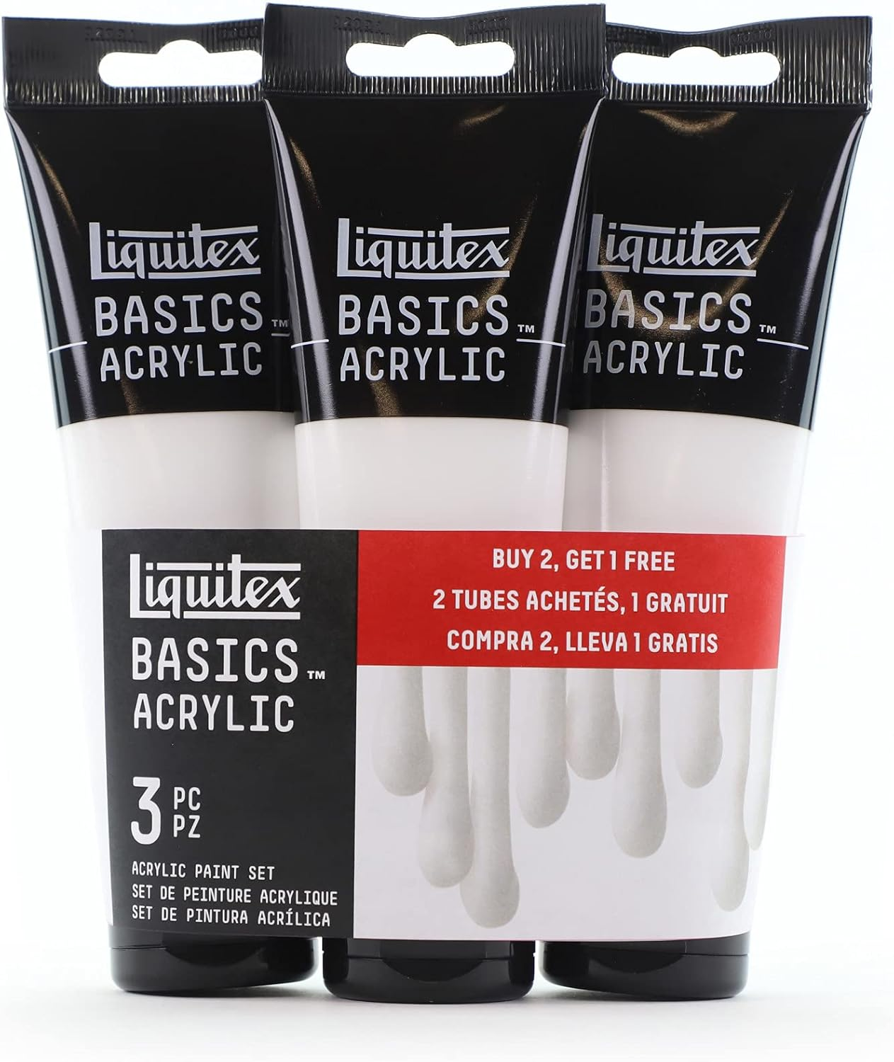 BASICS Acrylic Paint, 118Ml (4-Oz) Tube, Set of 3, Titanium White