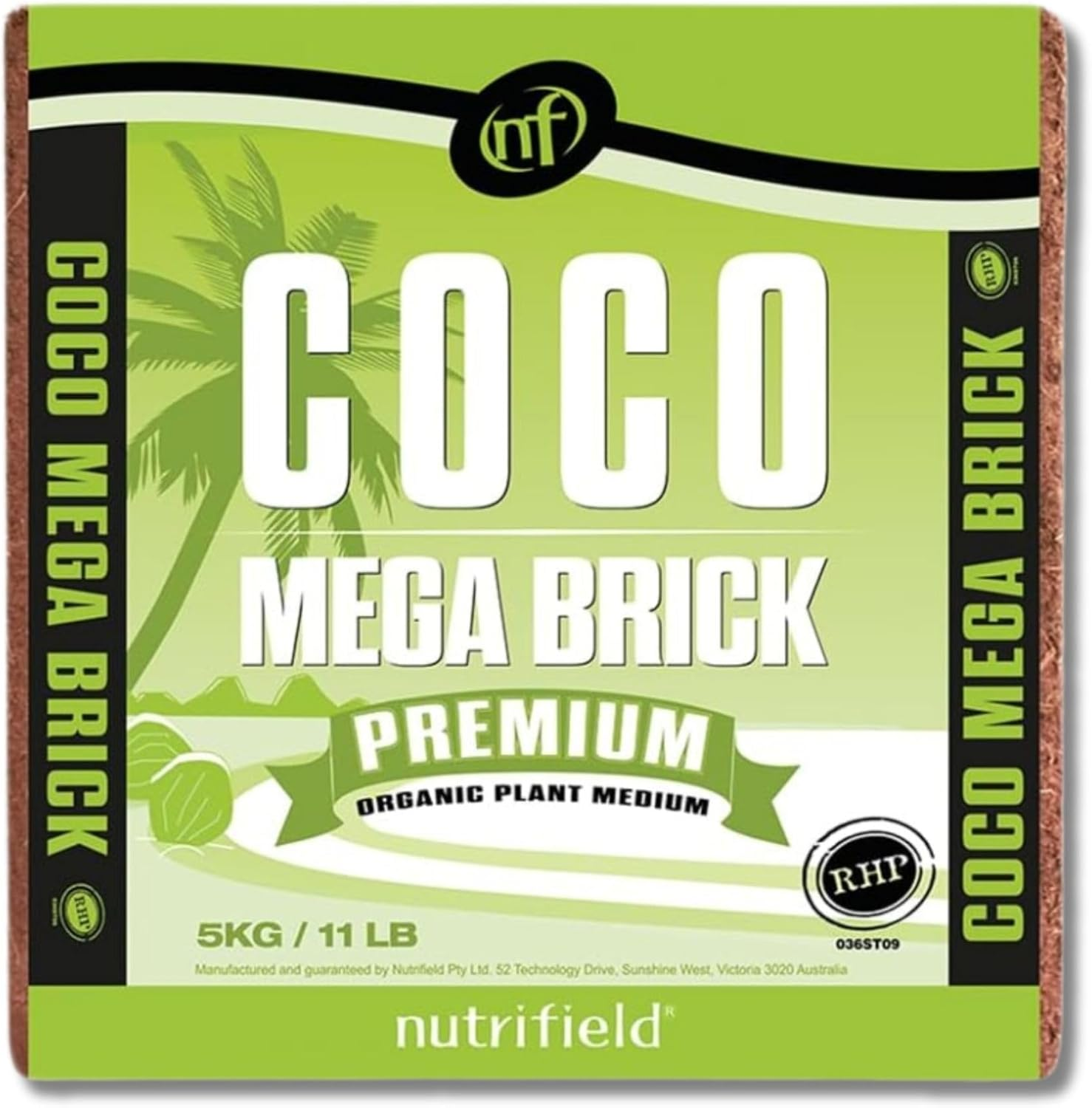 Coco Coir Mega Brick 11 lb Organic Pre-Washed, Buffered, RHP