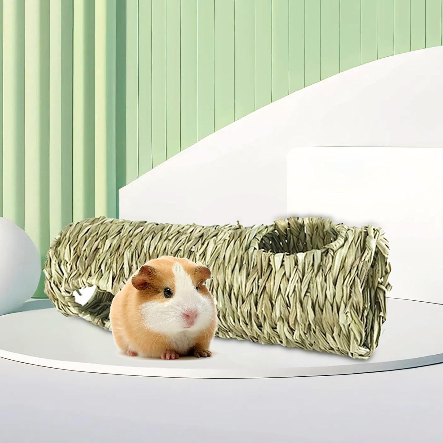 Generic Pet Grass Tunnel Toy Rabbit Tunnel Tube Hut Hay Bed Woven Grass House... - Picture 6 of 9