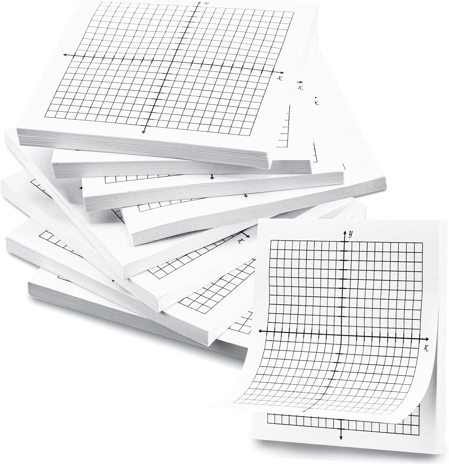 8 Packs Graph Paper Sticky Notes 400 Sheets 3 x 3 Inch Lined Mini Graph Pads 20 x 20 Four Quadrant Adhesive Grid Sticky Notes for Office School Math Supplies(8 Pads)