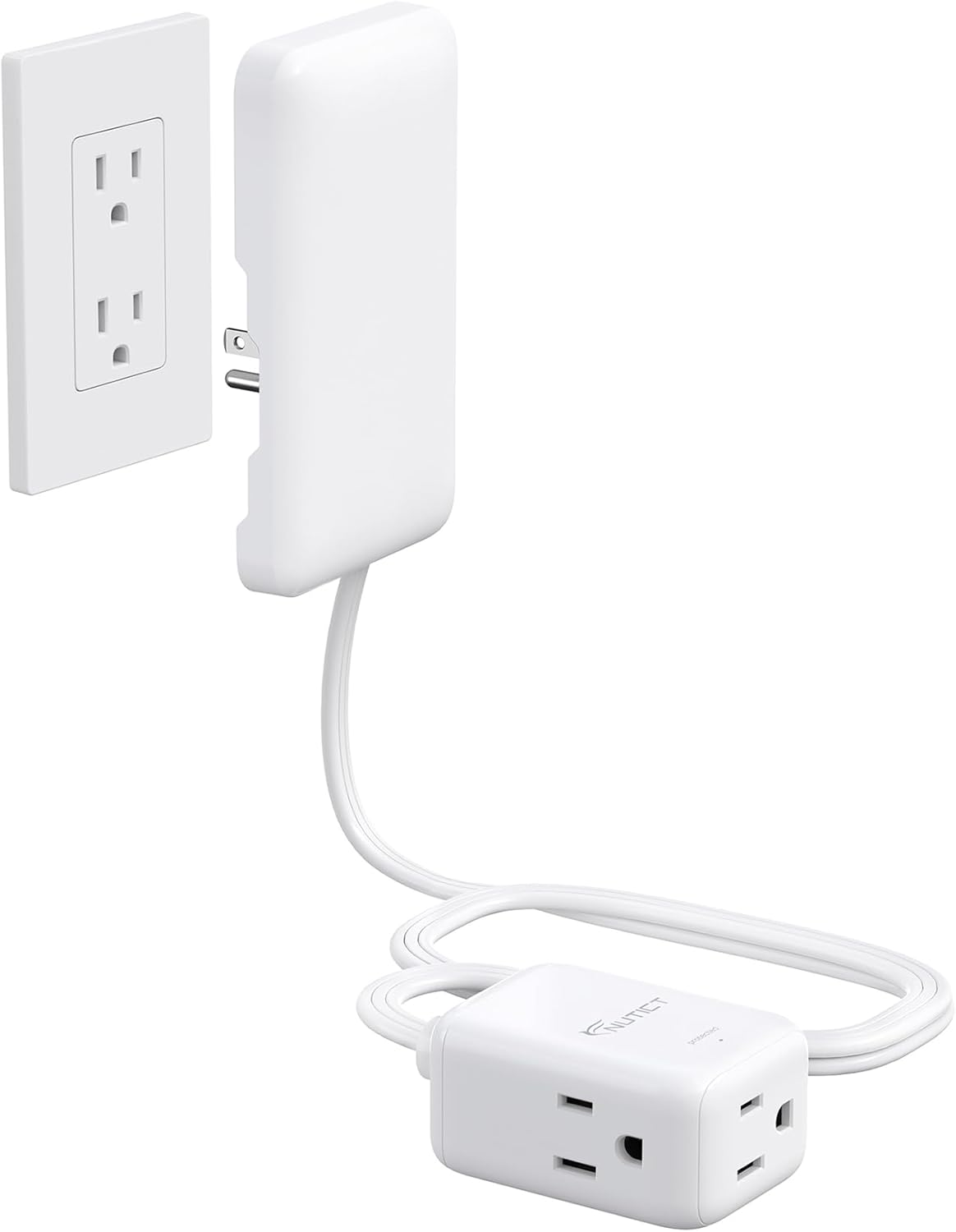 Outlet Cover Extension Cord Flat Plug, 3 Prong Extension Cord Indoor with 900J Surge Protector, Ultra-Thin Flat Wall Plug 3ft, Small Outlet Extender, Kitchen Home Improvement Essentials, White