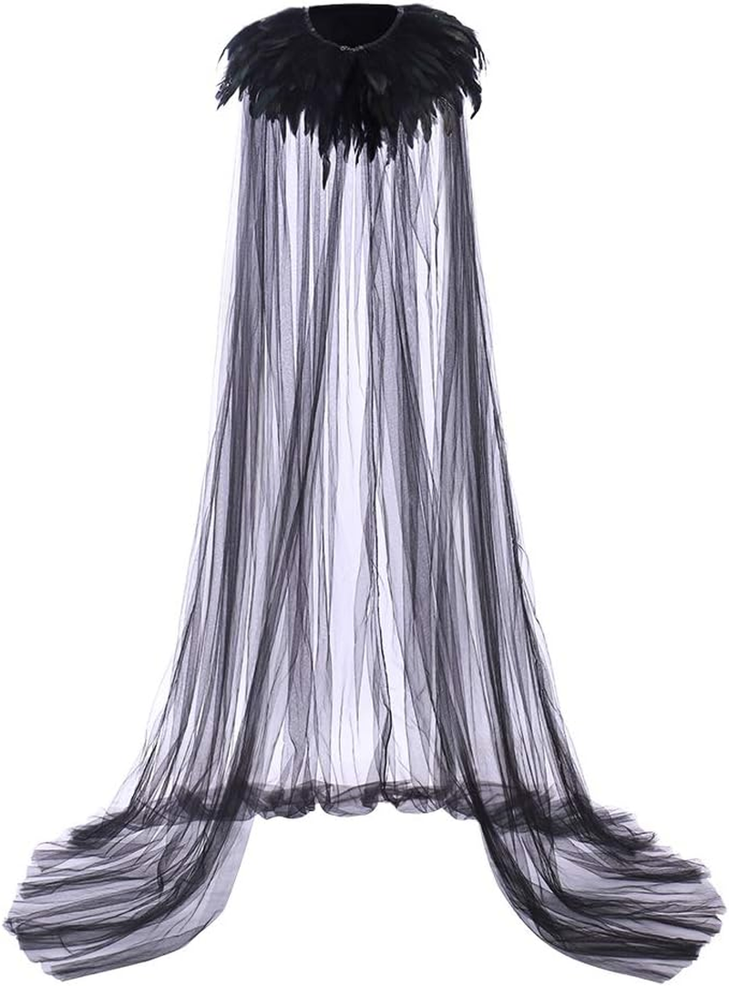 Evil Queen Cosplay Super Villain Cloak Cape Steampunk Feather