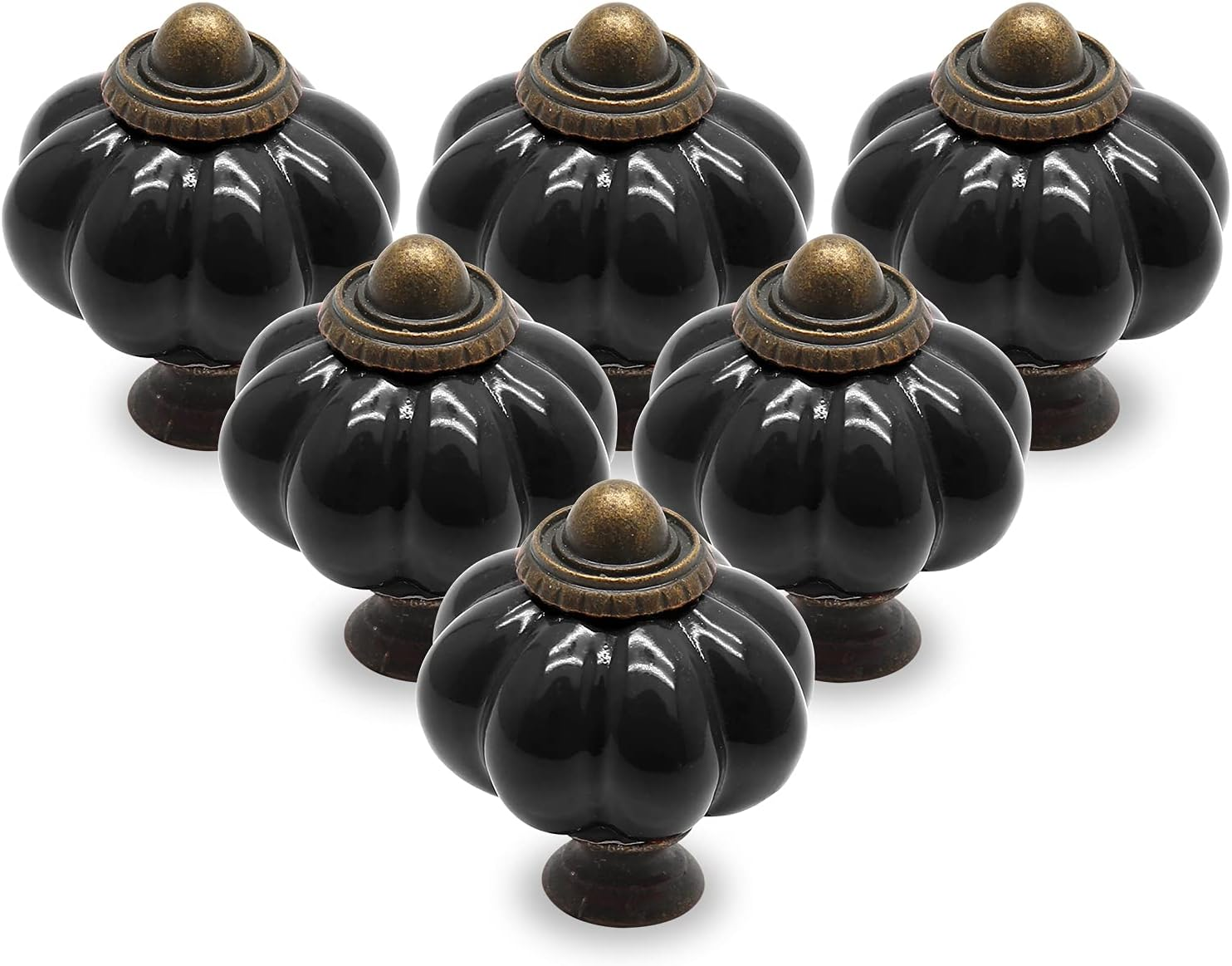 12Pcs Black Vintage Ceramic Cabinet Knobs and Drawer Pulls with Mounting Screws