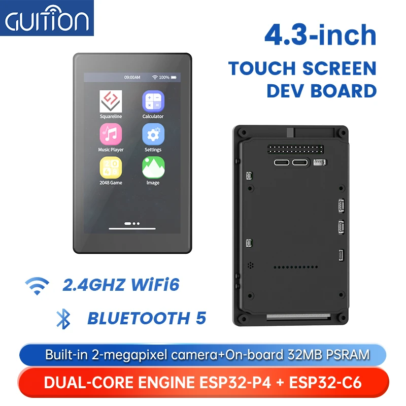 ESP32P4/C6 All-in-One Dev Board: 4.3-inch 480×800 IPS Touchscreen, Camera & Enclosure