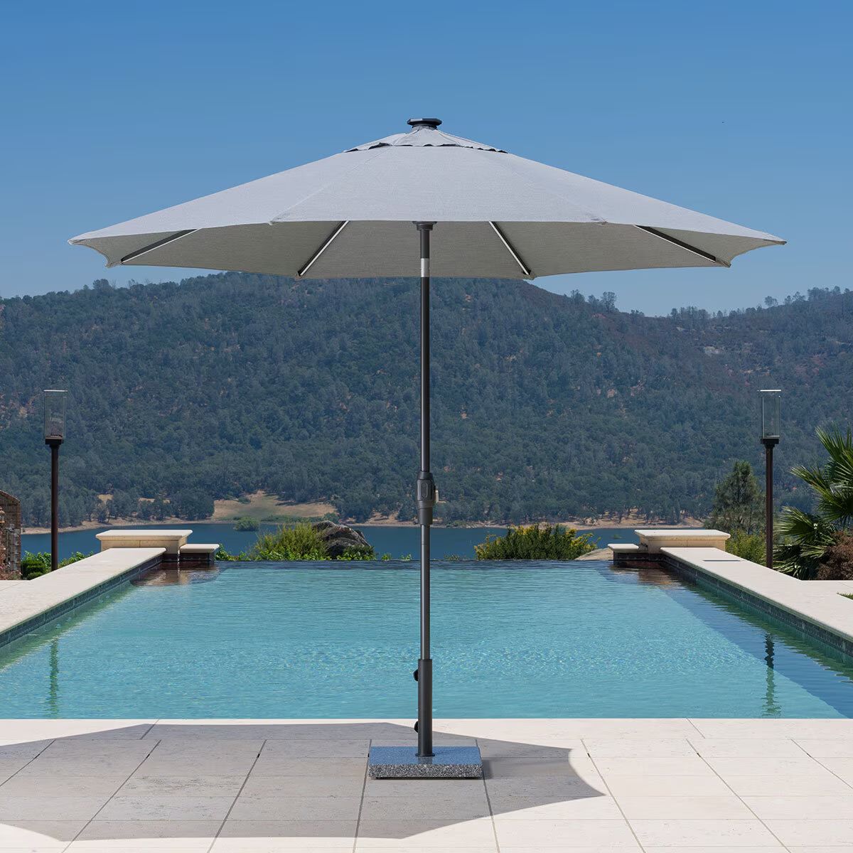 Sunvilla 10Ft (3M) Solar LED round Market Umbrella in Grey