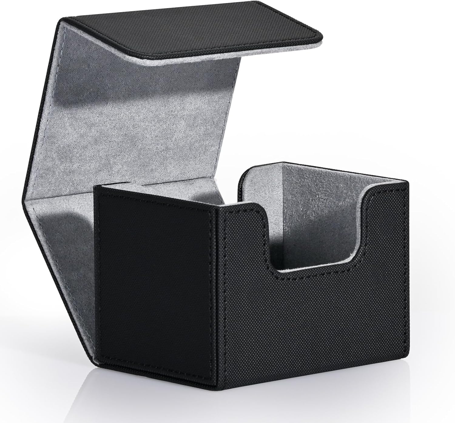 ZLCA Card Deck Box for Trading Cards, MTG Commander Deck Box Holds 120+ Single Sleeved Cards, Leather Magnetic Card Storage Box Fits for TCG CCG Magic Cards (Black)