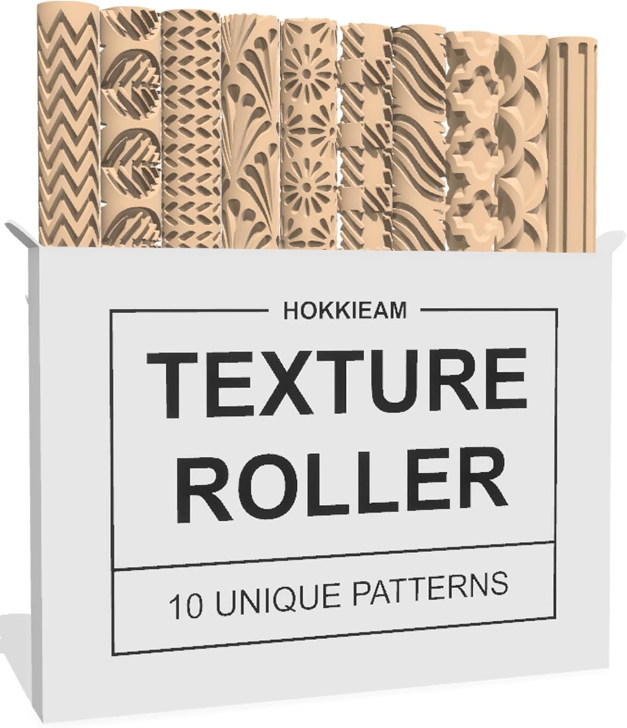 Hokkieam Clay Texture Rollers | 10-Pack Polymer Clay Texture Roller Set for P...