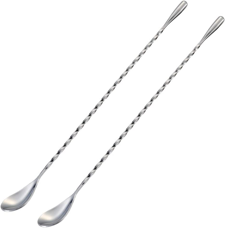 Briout Bar Spoon Cocktail Mixing Stirrers for Drink, Stainless Steel 12 Inches 