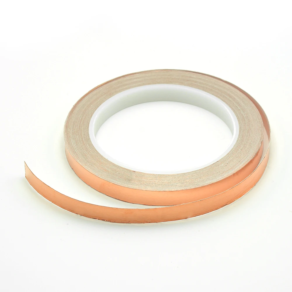 20 Meters Single Side Conductive Copper Foil Tape Strip Adhesive EMI Shielding Heat Resist Tape 2Mm 3Mm 4Mm 5Mm 6Mm 8Mm 10Mm