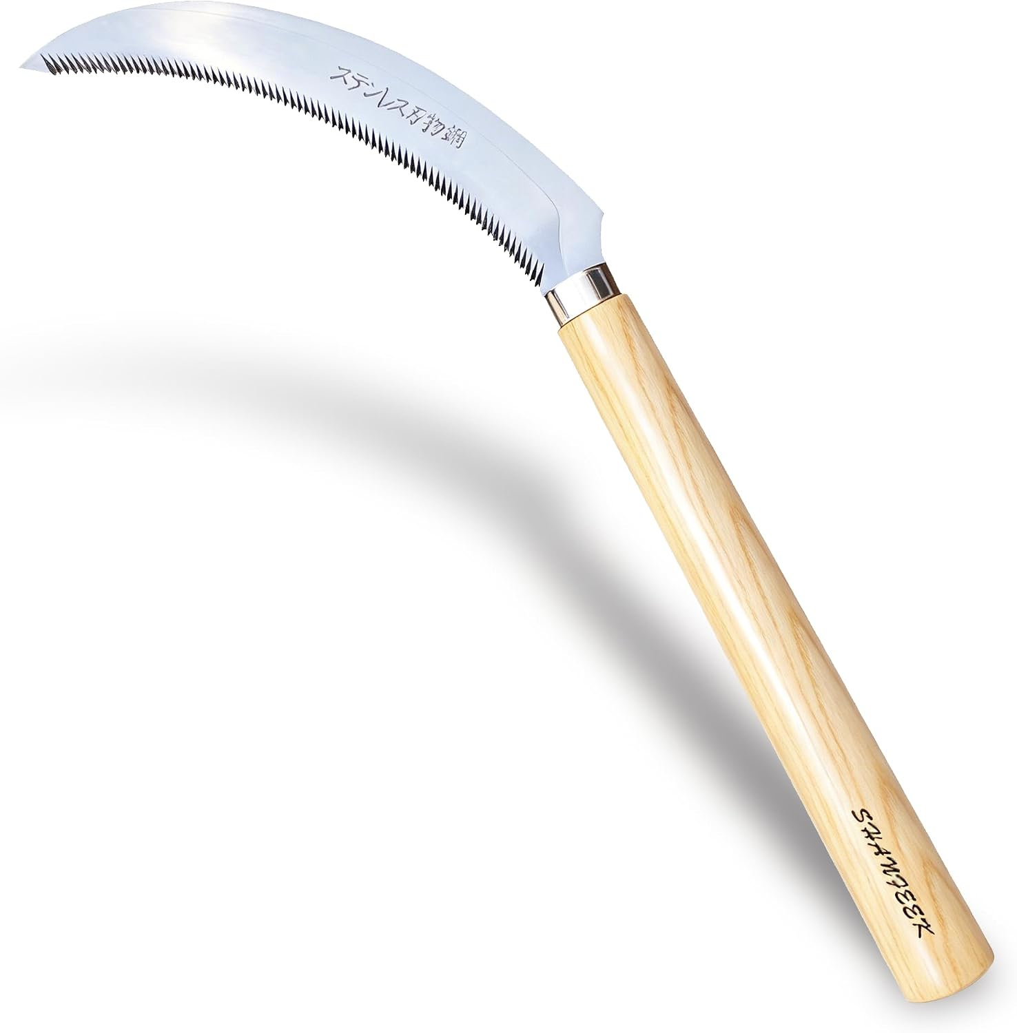 Grass Sickle Hoe Gardening Handheld Tool Weeding Tools for Garden (Yellow) | Japanese-Style High-Strength Steel with Hard Solid Wood Handle