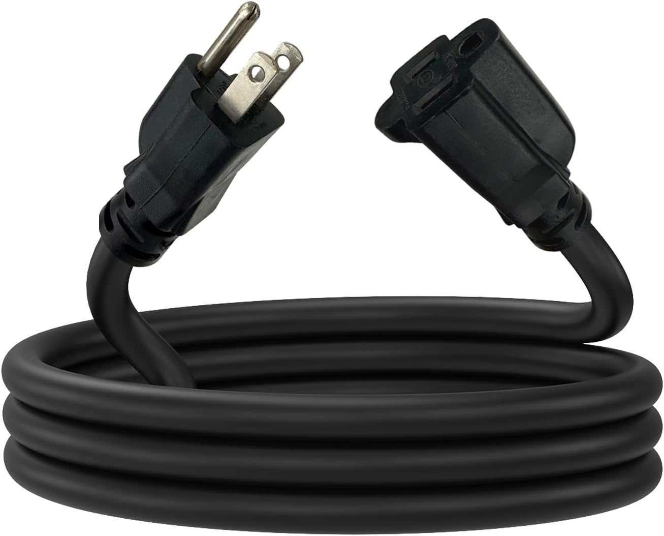 6 Ft Outdoor Extension Cord - 12/3 SJTW Heavy Duty Black Extension Cable with 3 Prong Grounded Plug - Power Cord for Lawn, Garden, Appliances