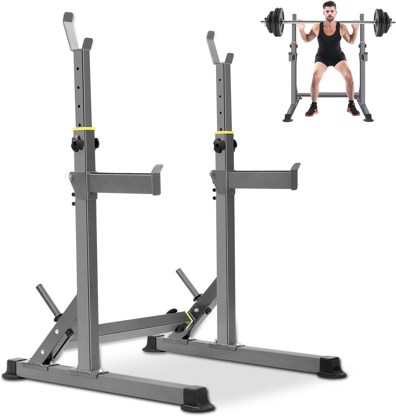 Adjustable Squat Rack,Multi-Function Barbell Rack for Weight Lifting and Home Gym Fitness Workout Portable Squat Bench Press