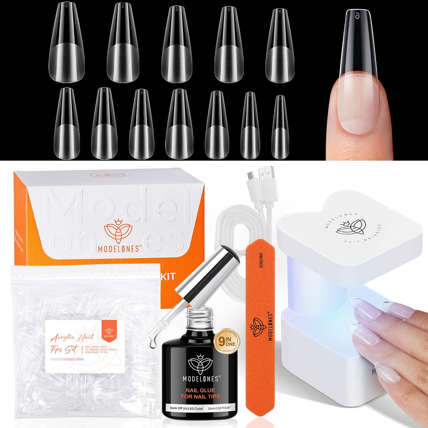 Modelones Gel X Nail Kit, Medium Almond Gel x Nail Tips, 9-in-One Nail Glue &... - Picture 12 of 17