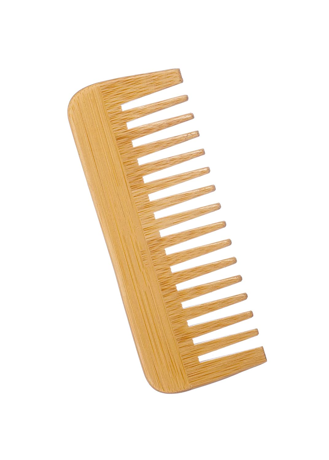 Wide-Tooth Bamboo Hair Detangling Comb, No Handle, Anti-Static, for Long Hair