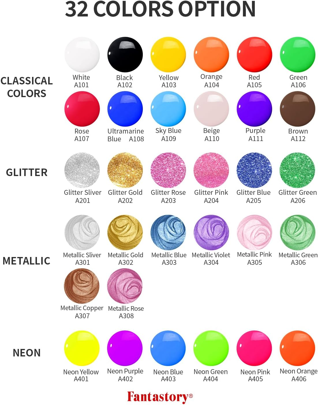 fantastory Tempera Paint for Kids 32 Colors (2 oz / 60 ml Each) Washable Temp... - Picture 3 of 15