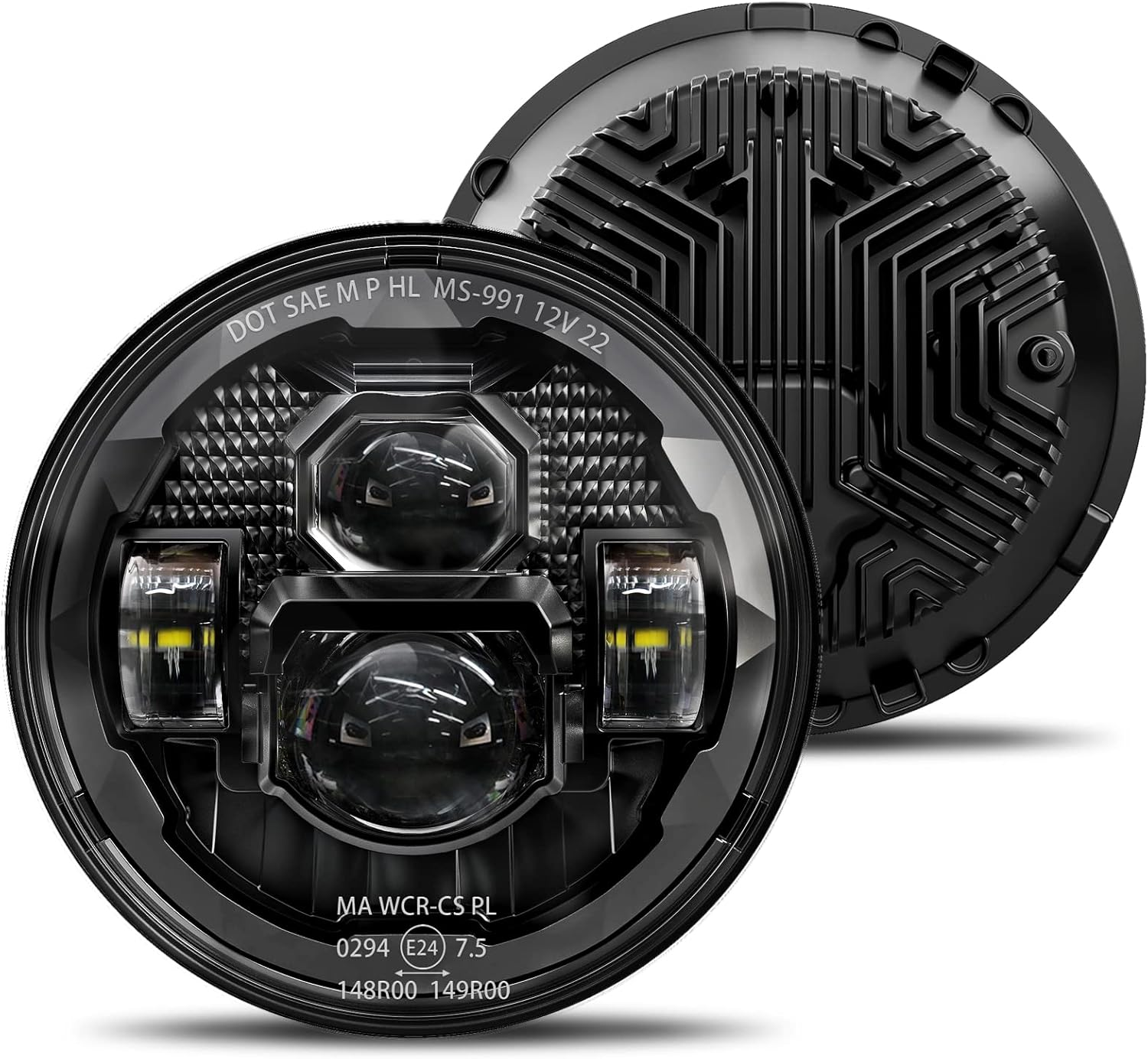 Pair New 1000% Bright Anti-Glare 7 Inch Led Headlights round Compatible with Jeep Wrangler JK JKU TJ LJ Chevy Ford GMC Dodge Mazda Nissan Mack VW Etc DOT Approved H6024 Hi/Low Sealed Beam