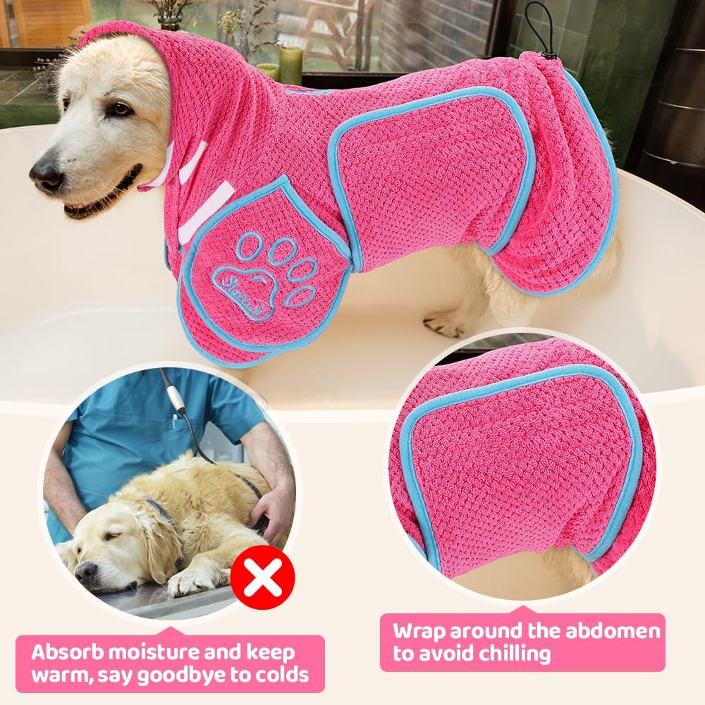 AUTOWT Dog Drying Coat, Microfibre Pet Bathrobe Towel, Absorbent Quick-Drying... - Picture 6 of 18