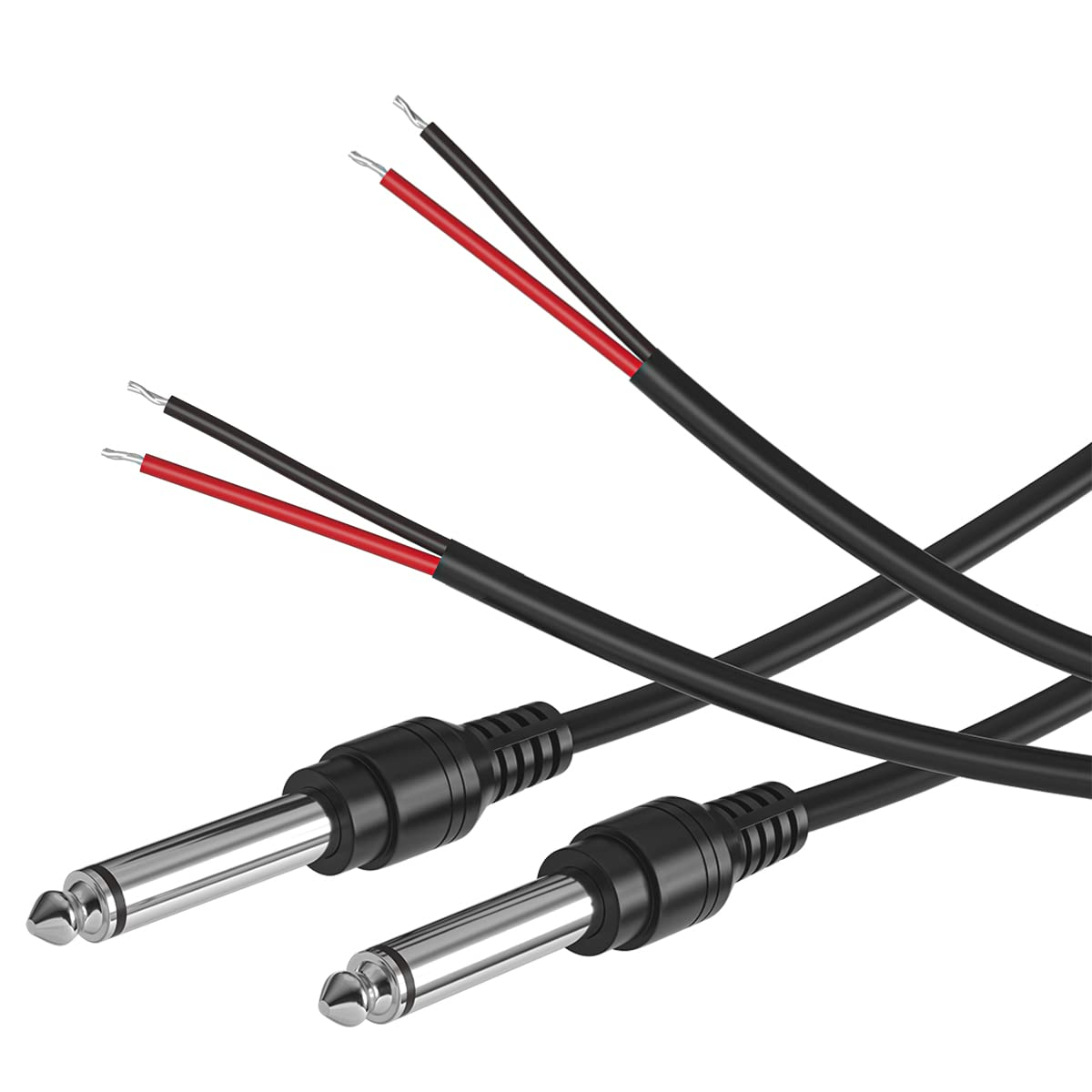 2-Pack 6FT Replacement 6.35Mm Male Plug to Bare Wire Open End TS 2 Pole Mono 1/4