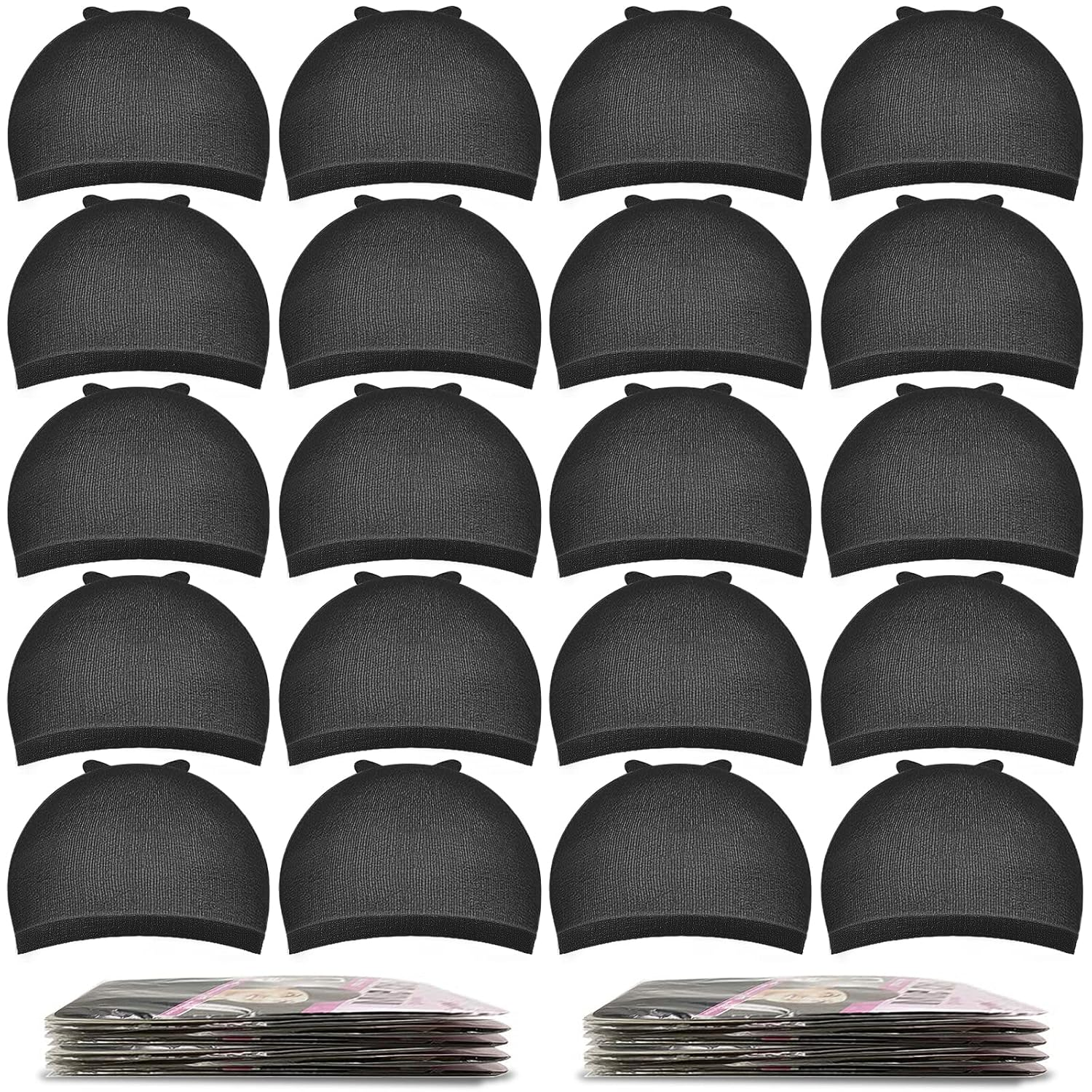 20 Pcs Wig Caps for Women, Stocking Caps for Wigs, Non Slip, Black