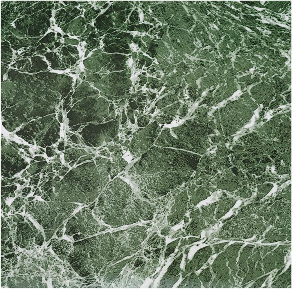 Nexus Self Adhesive Vinyl Floor Tiles, 20 Tiles - 12'' X 12'', Forest Marble Peel & Stick, DIY Flooring for Kitchen, Dining Room, Bedrooms Bathrooms by Achim Home Decor, Dark Green with White Vein