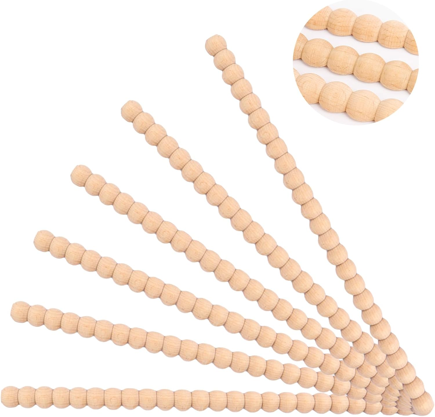 Beaded Wood Trim Molding for DIY Home Decoration - 15.7 Inch, 6 Pcs