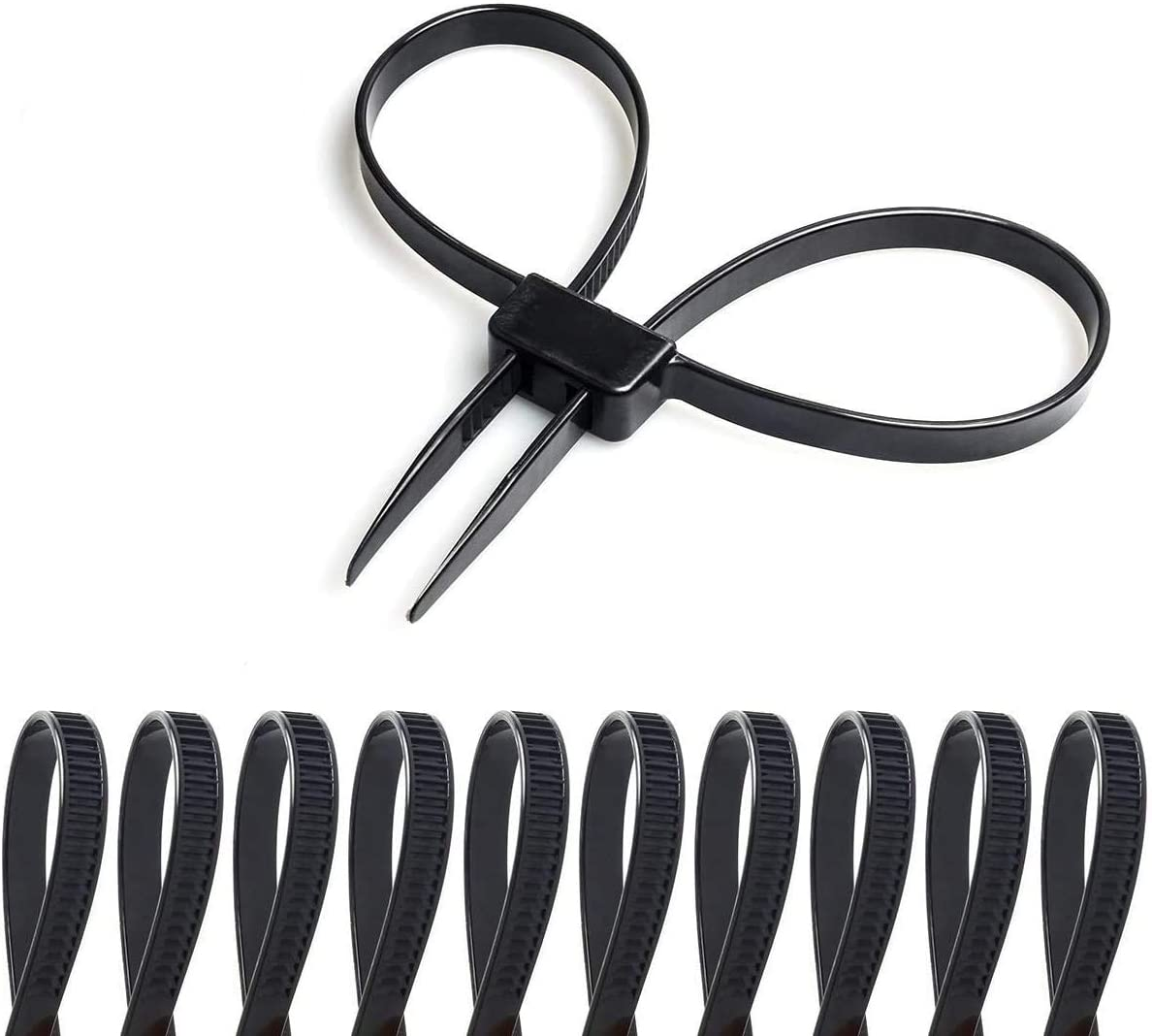 Coitak Flex Cuffs, 10 PCS Zip Tie Handcuffs, Double Locking Zip Ties Restraints, Black Nylon Cable Tie, Heavy Duty Tensile Strength: 250 LBS | Length: 27 1/2