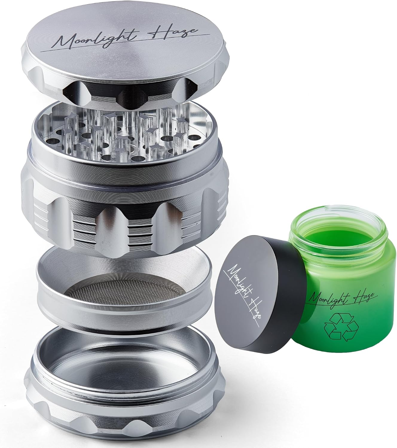 Aluminium Grinder 63Mm 4 Piece Metal Herb Grinder Storage Jar