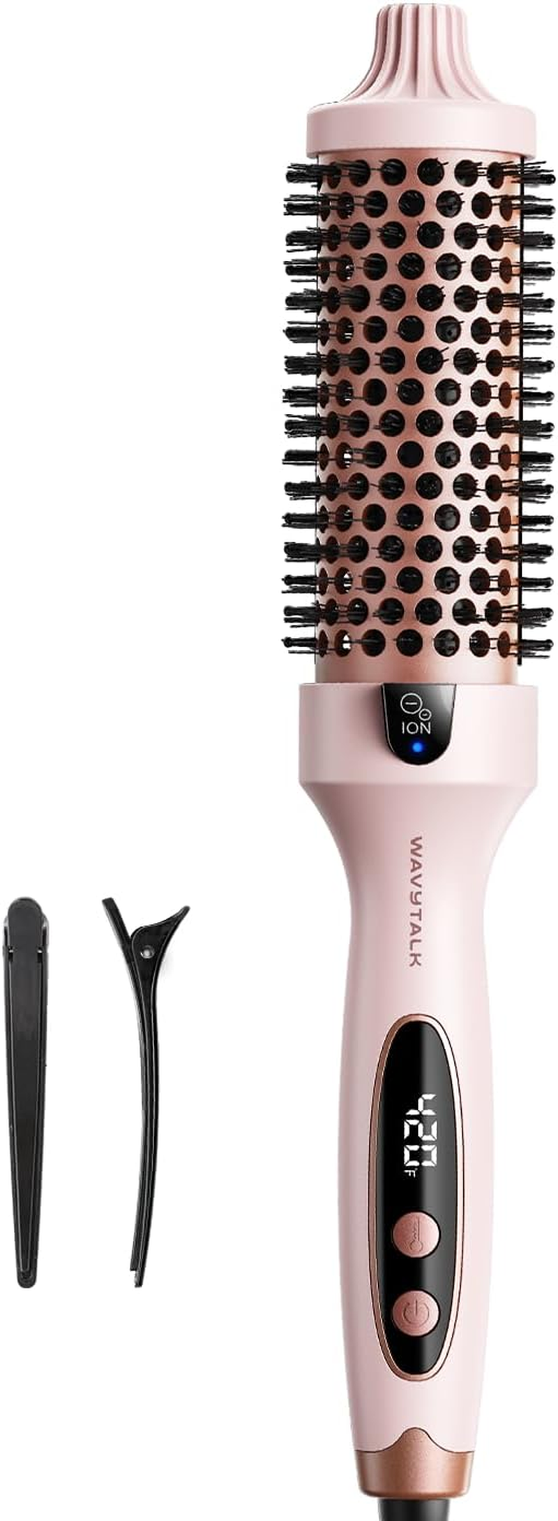 Thermal Brush, Blowout Boost 1.5 Inch Heated round Brush for Blowout Look, Dual Voltage, Pink, Sakura, Tourmaline Ceramic, Negative Ion Technology, 5 Temperature Settings, Less Damage