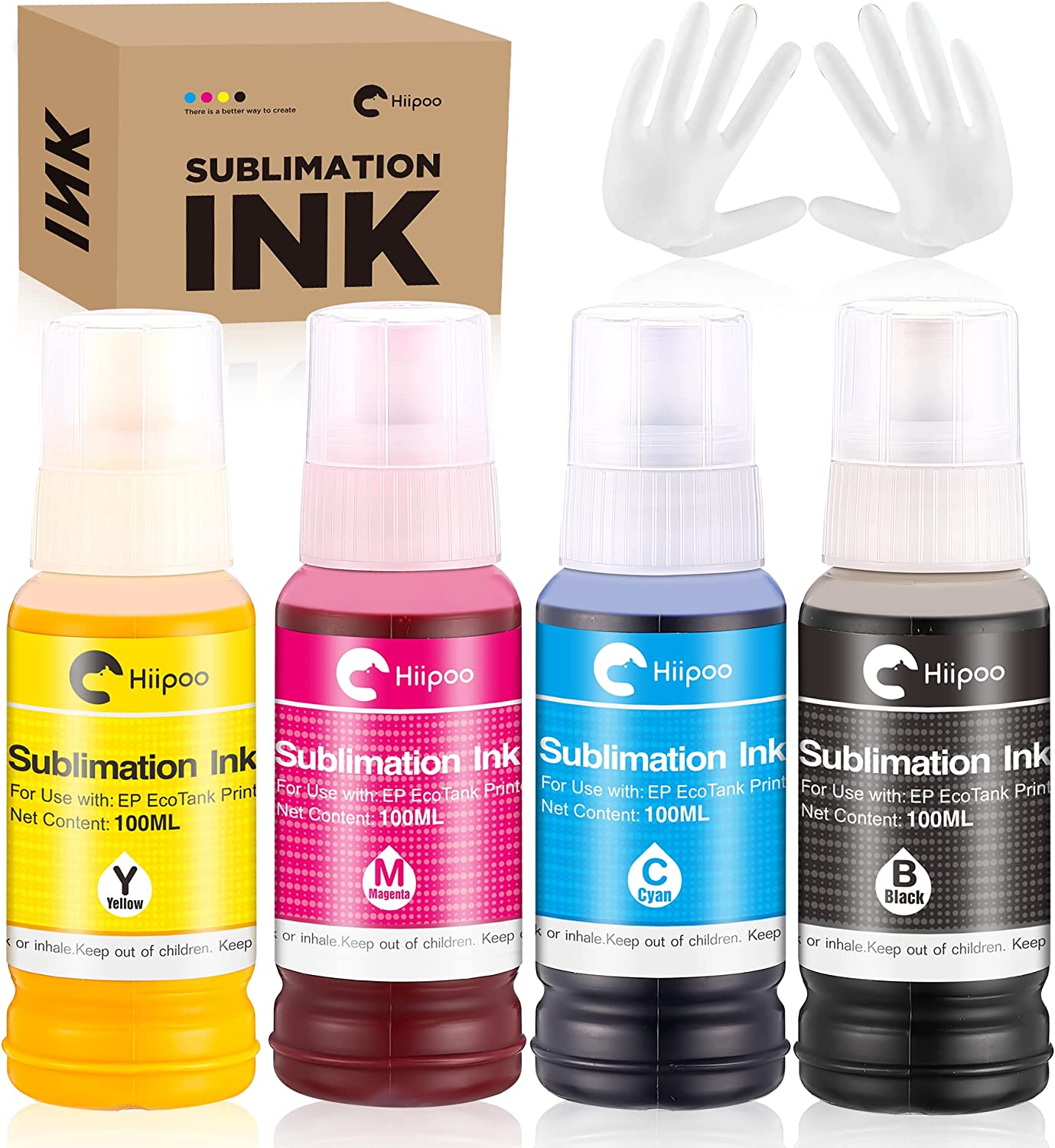 Sublimation Ink for EcoTank Supertank Inkjet Printers ET-2720 ET-2760 ET-2800 ET-15000 ET-2803 ET-2850 ET-3760 ET-4800 ET-4760 Heat Press Transfer on T-Shirt Mug (Autofill/ICC-Free/Anti-UV)