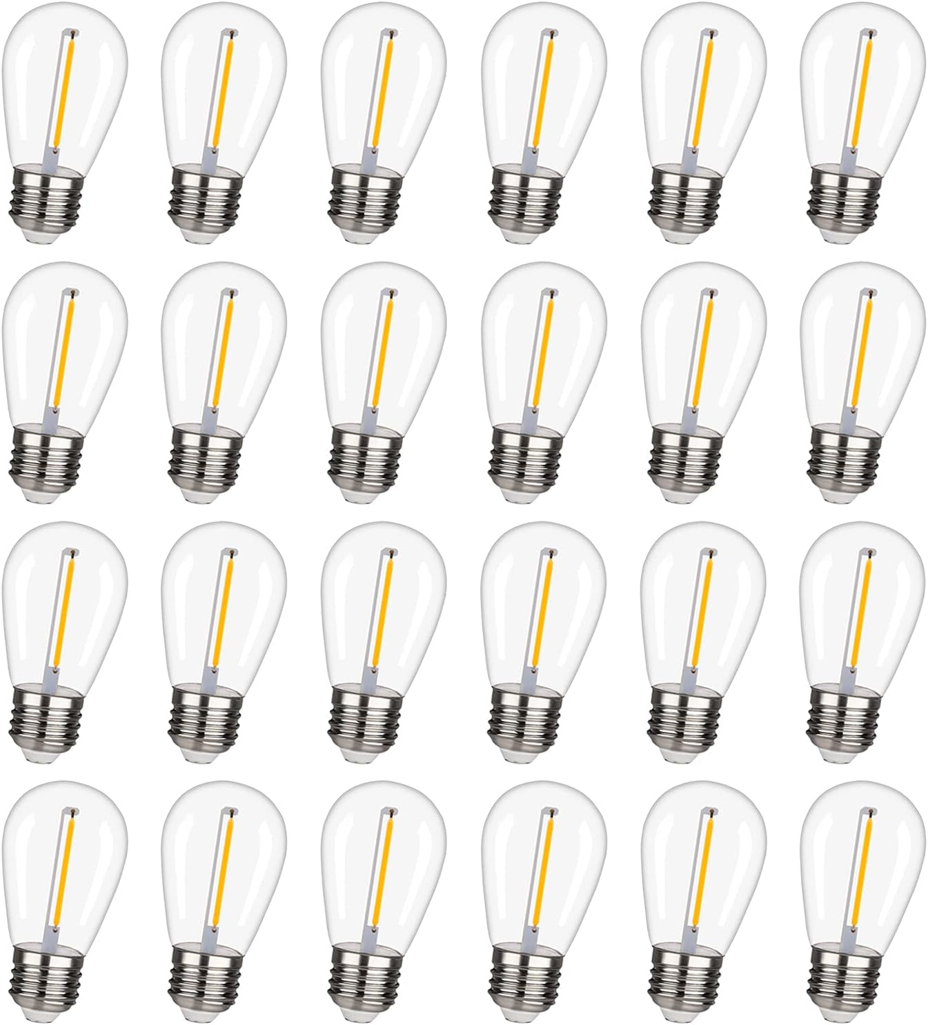 Shatterproof,Waterproof S14 String Light Bulbs,Led Patio Lights Outdoor Waterproof Replacement Bulbs,S14 LED Bulb,Warm White 2200K,AC120V,70LM,E26 Base, 24PACK