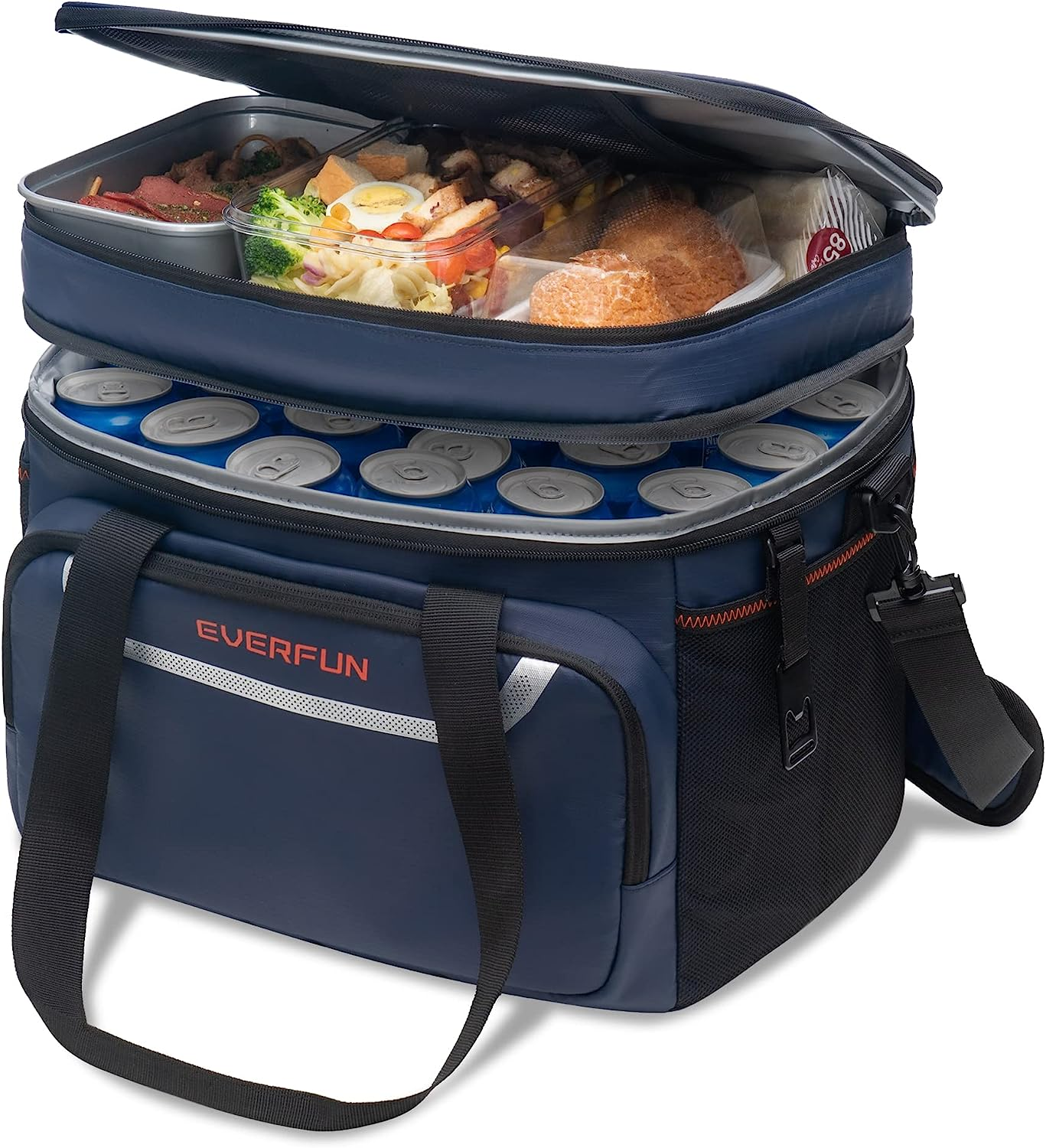 Large Soft Cooler Bag Travel Beach Insulated Cooler for Men 48 Can Dual Compartments Collapsible Waterproof Leak-Proof for Camping Picnic, Navy