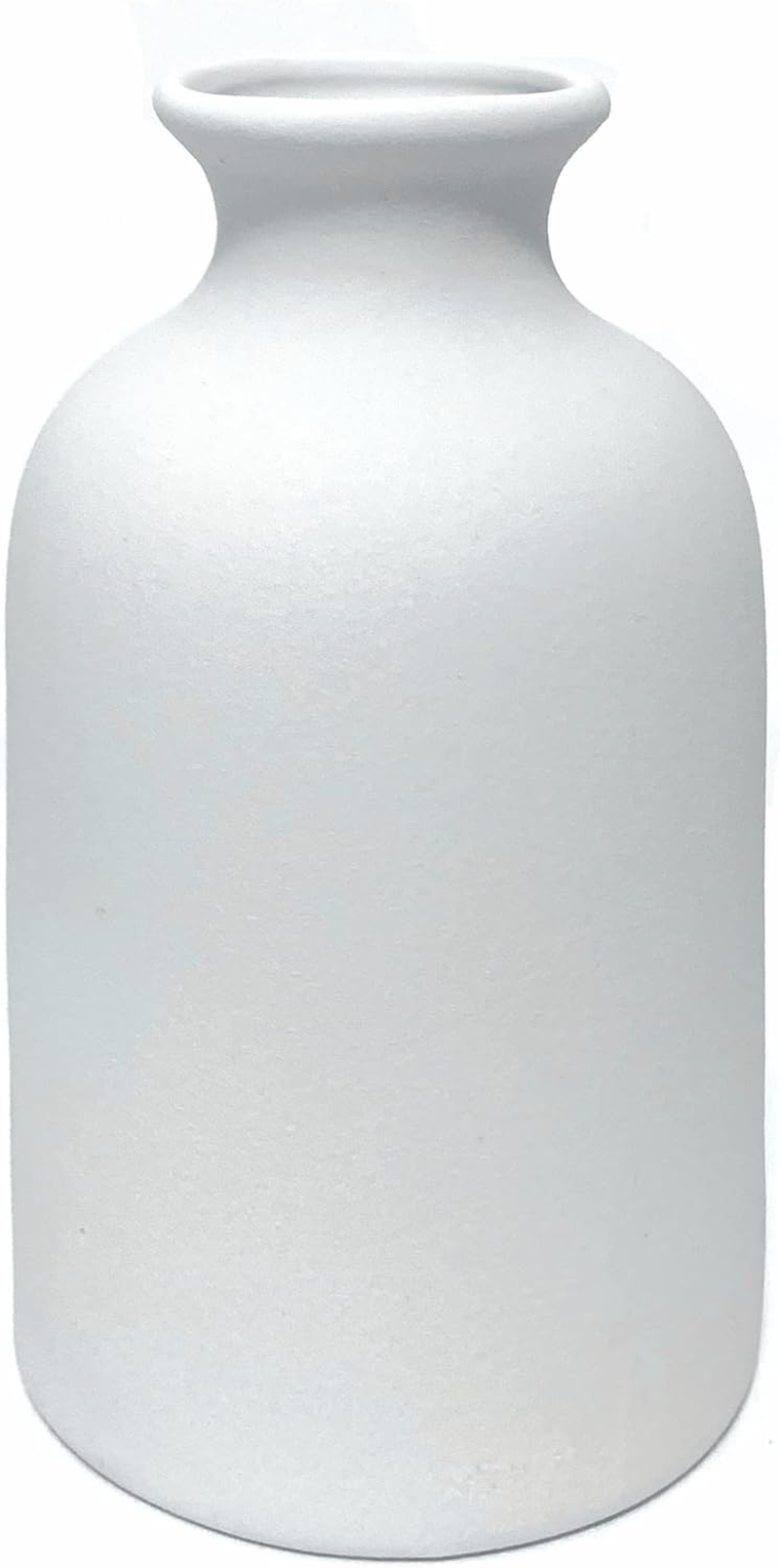 Ceramic White Small Vase, Minimalist Dry Flower Holder, Modern Farmhouse Decor for Tabletop, Shelf & Fireplace, Kitchen, Bedroom, Office Centerpiece