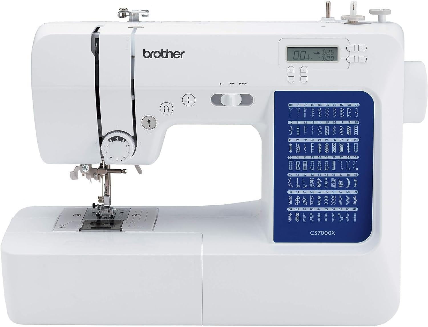 Brother CS7000X Computerized Sewing and Quilting Machine, 70 Built-In Stitches, LCD Display, Wide Table, 10 Included Feet, White