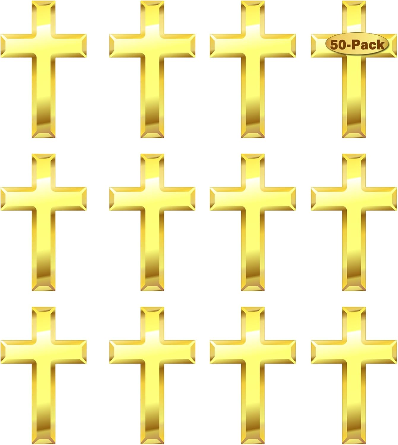 50 Pack 1 Inch Religious Mini Gold Cross Enamel Lapel Pins for Men Women