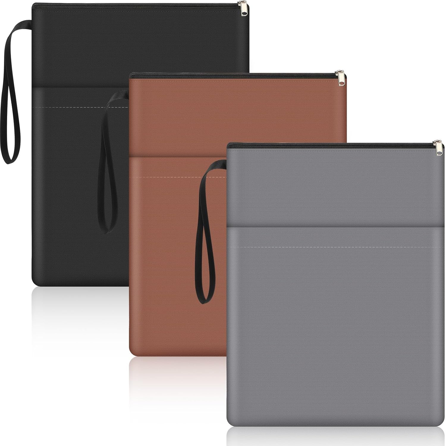 3 Pcs Book Lovers Gifts Book Sleeves Covers with Zipper 11.8 X 9 Inch Travel Protector Pouch Bag with Pocket Handle Strap for Hardcover Paperback Washable