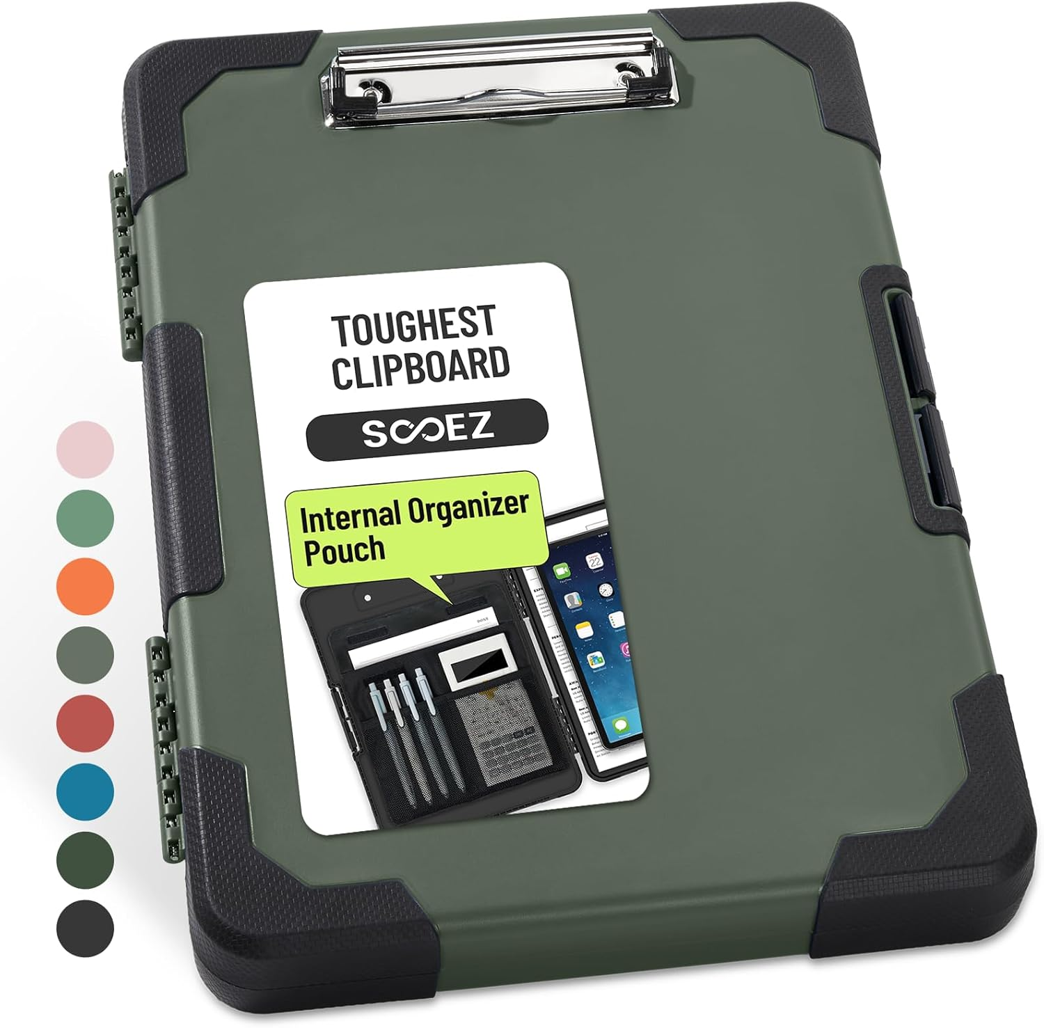 Toughest Clipboard with Storage, Internal Pen Pouch Included, Letter/ A4 Size, Shockproof Heavy Duty Plastic Clip Boards 8.5x11”, High Capacity Clipboards Box Case for Contractor Trucker Driver