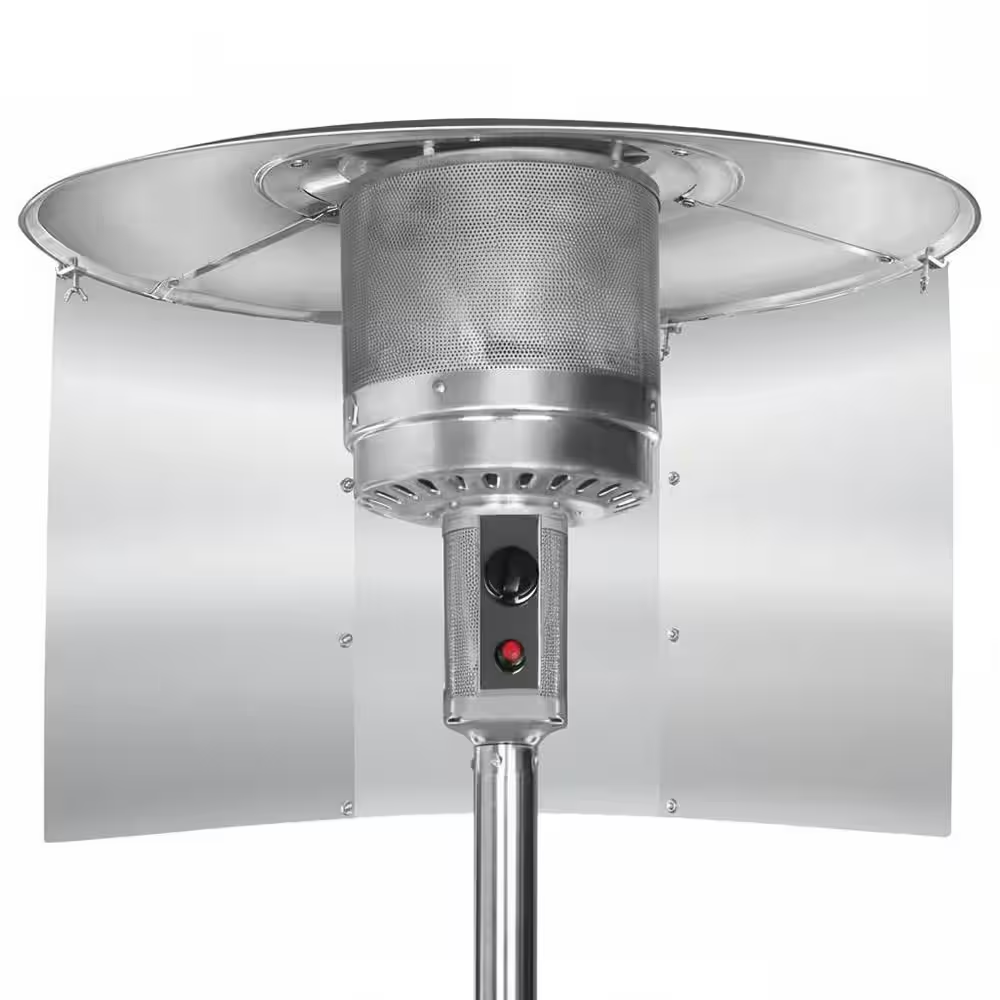 Outdoor Patio Heater Reflector Shield Large 3 Panels Metal Deflector with Windshield for Gas Propane Heater