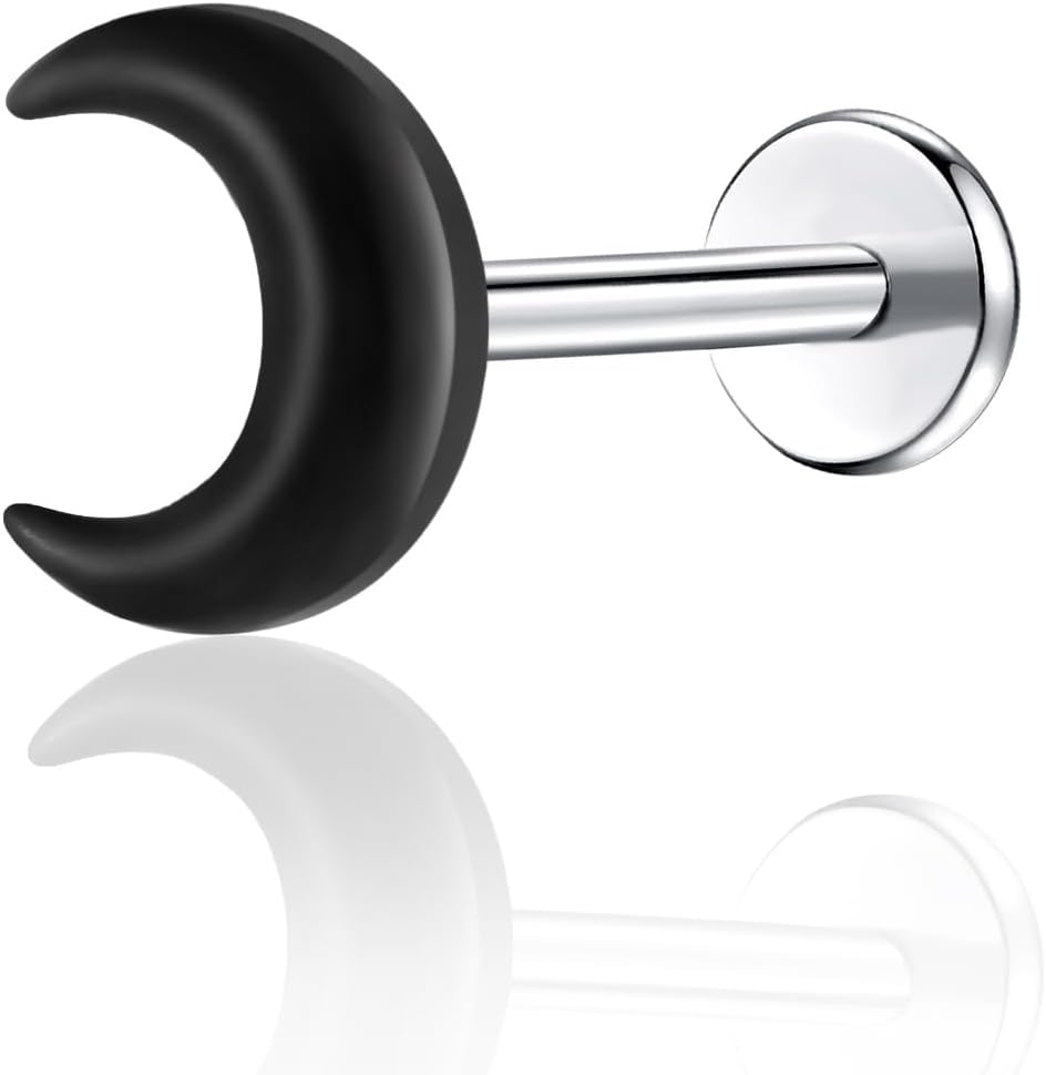 1Pcs G23 Titanium Flat Back Earrings Studs 16G F136 Implant Grade Titanium Labrets Press Fit Threadless Push in Dainty Cartilage Helix Conch Lobe Lip Tragus Piercing Jewelry