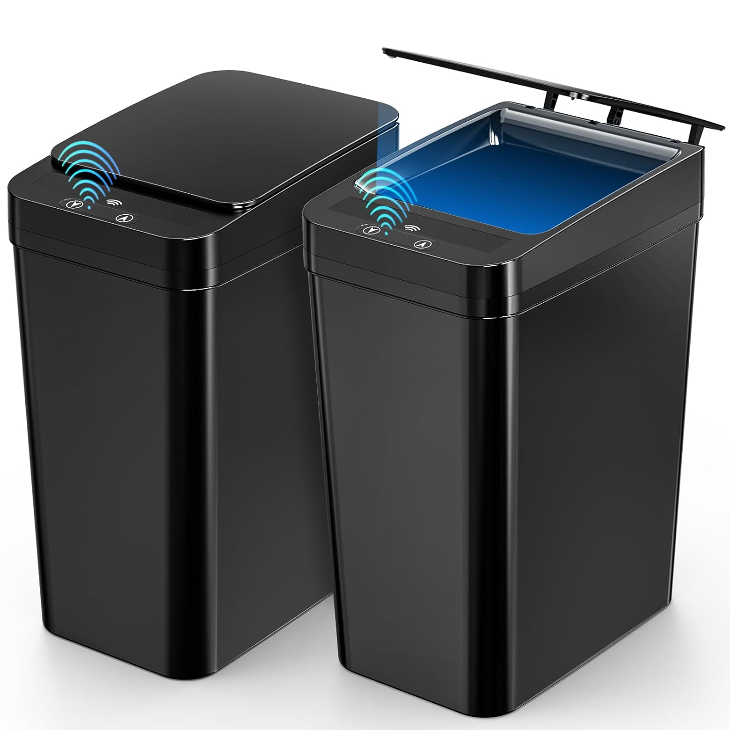 2 Pack Bathroom Trash Can,12L / 2.6Gallon Automatic Touchless Garbage Can, Smart Trash Can with Lid - Electric,Slim Motion Sensor Waterproof Trash Bins for Bedroom Kitchen, Bathroom, Office