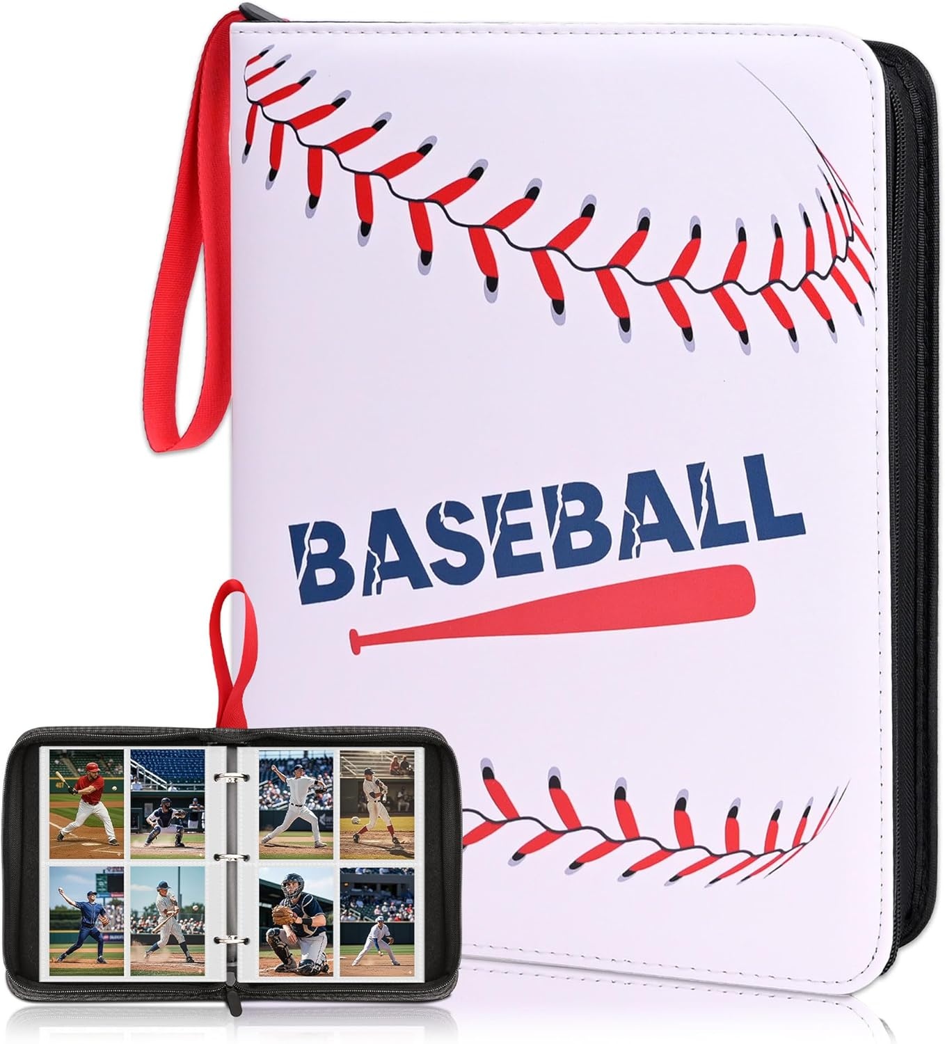 Baseball Card Binder 4 Pocket, 440 Trading Cards Collection Folder with 55 Sleev