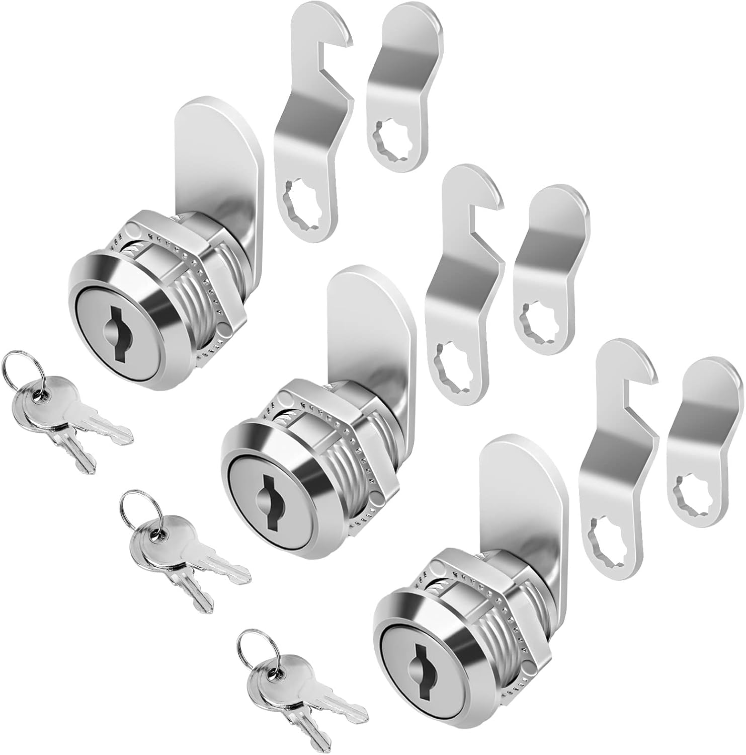 Cabinet Locks (3 Pack, Zinc Alloy), Keyed Alike Cam Lock for Tool Box, RV Storage, Mailbox, 5/8