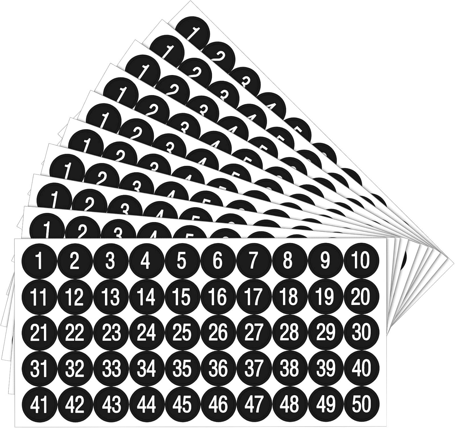 10 Sheets 1 to 50 Small Number Stickers for Classroom Vinyl Consecutive Number Stickers Self Adhesive Waterproof Decal Labels for School Inventory Classification