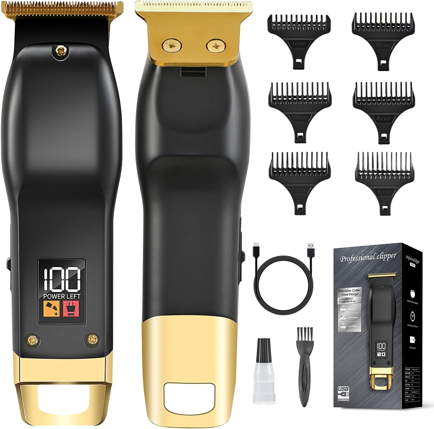 Beard Trimmer for Men, Cordless Hair Clippers for Men with 6 Guards