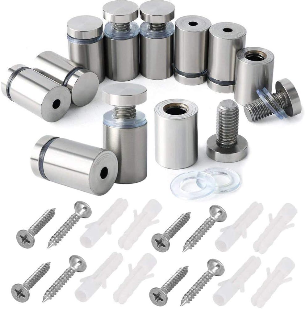 12 Pieces 3/4 X 1.2 Inch Sign Holders Standoff Screws Wall Mount Hardware Advertising Glass Acrylic Standoff Stainless Steel Nail