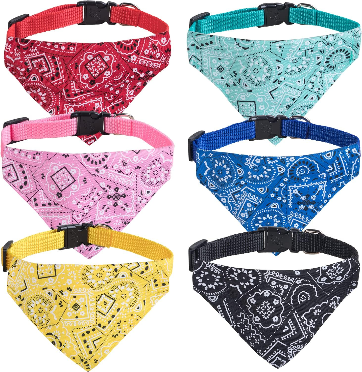 6PCS Cat Bandana Collars with Removable Bow Tie for Cats Puppy Kittens Small Dogs Collars Adjustable Bandana