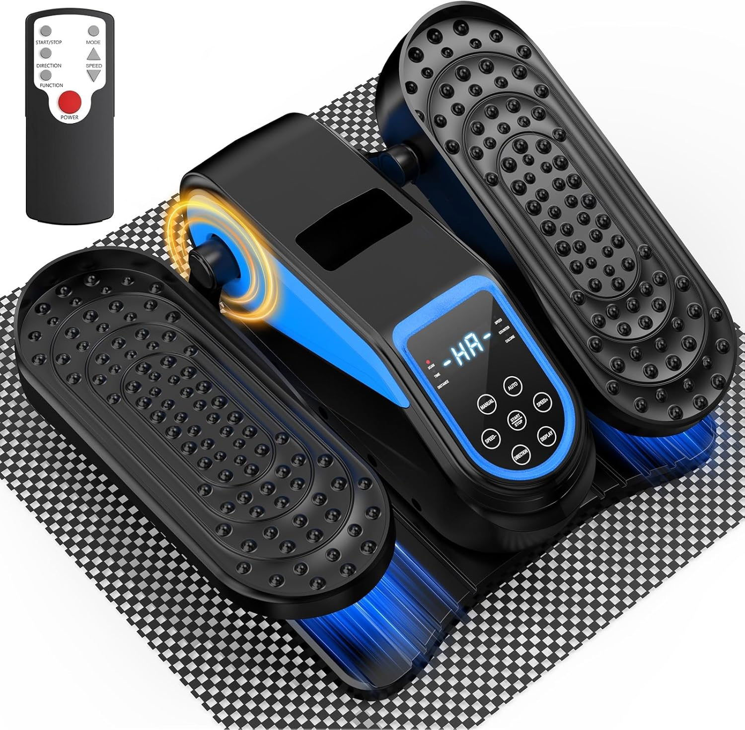 ® 023 under Desk Elliptical Mini Electric Leg Exerciser for Senior, 12 Speeds RF Remote Display Monitor Non-Slip Mat, Quiet & Compact Seated Pedal Exerciser for Home Office Gift for Mom Dad