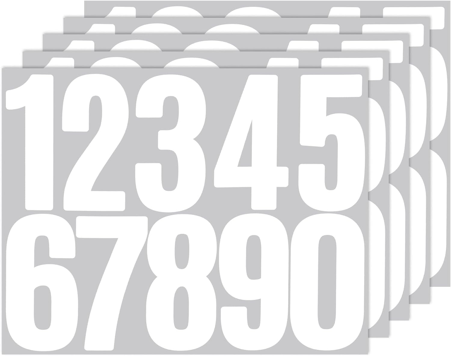 5 Sheets White Numbers 3 Inch, Adhesive Mailbox Numbers for Outside, Vinyl 0-9