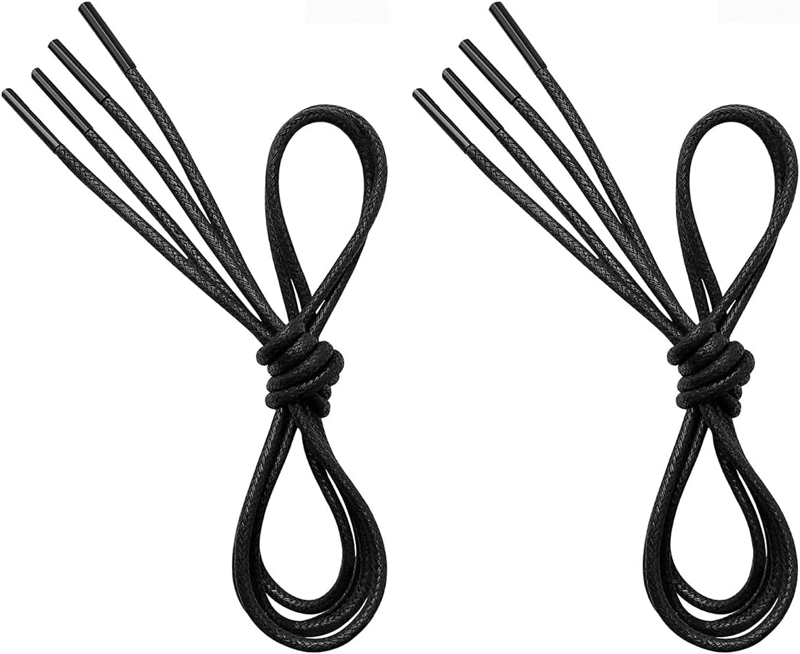 VSUDO 2 Pairs Waxed round Dress Shoe Laces for Mens Dress Shoes, 1/8