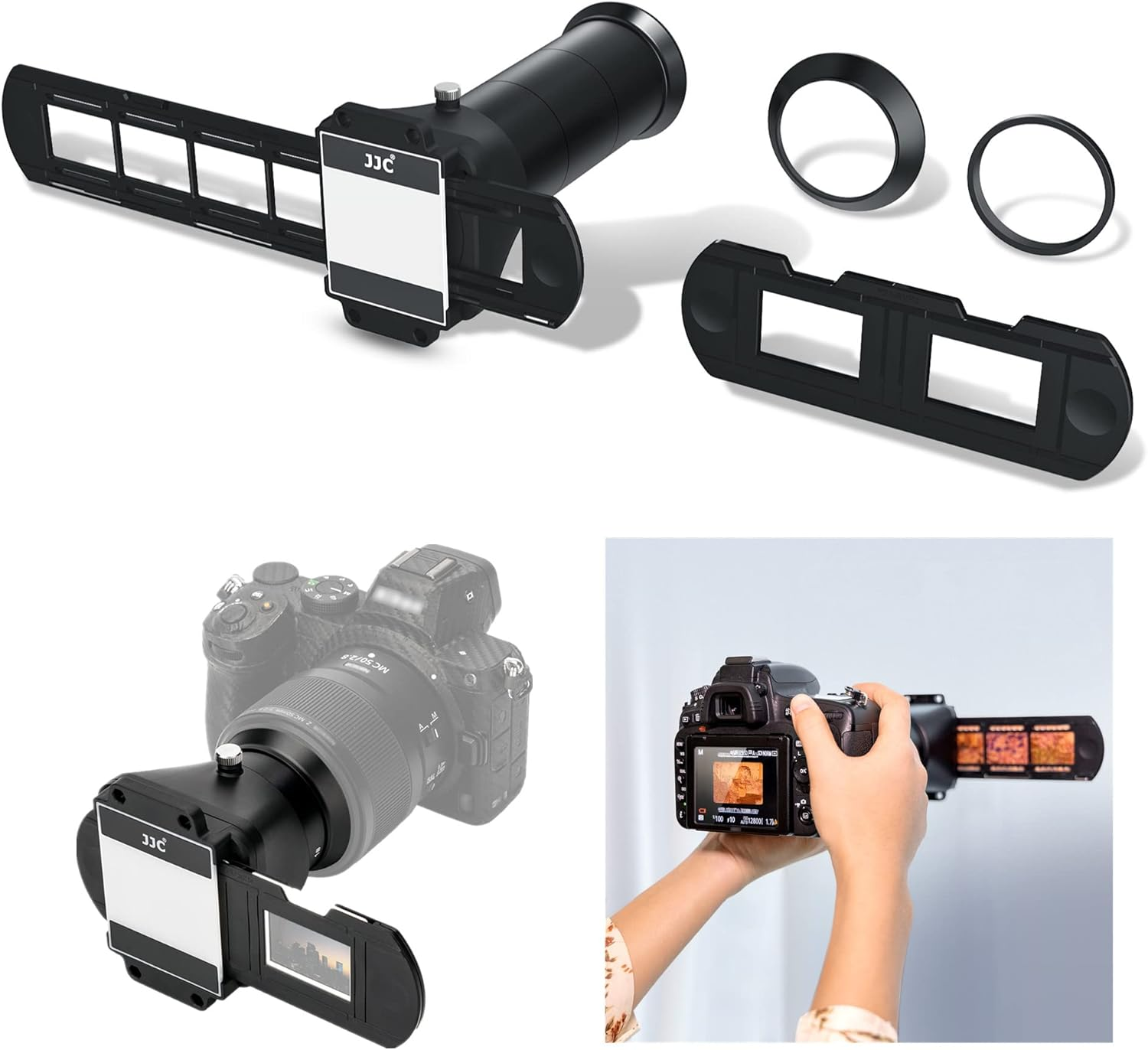 JJC ES-2 Film Digitizing Adapter Set Kit for Negative Copying and Converts 35Mm Film & Slides to Digital Files Photo, Fits Camera with Select Canon Nikon Sony Macro Lenses